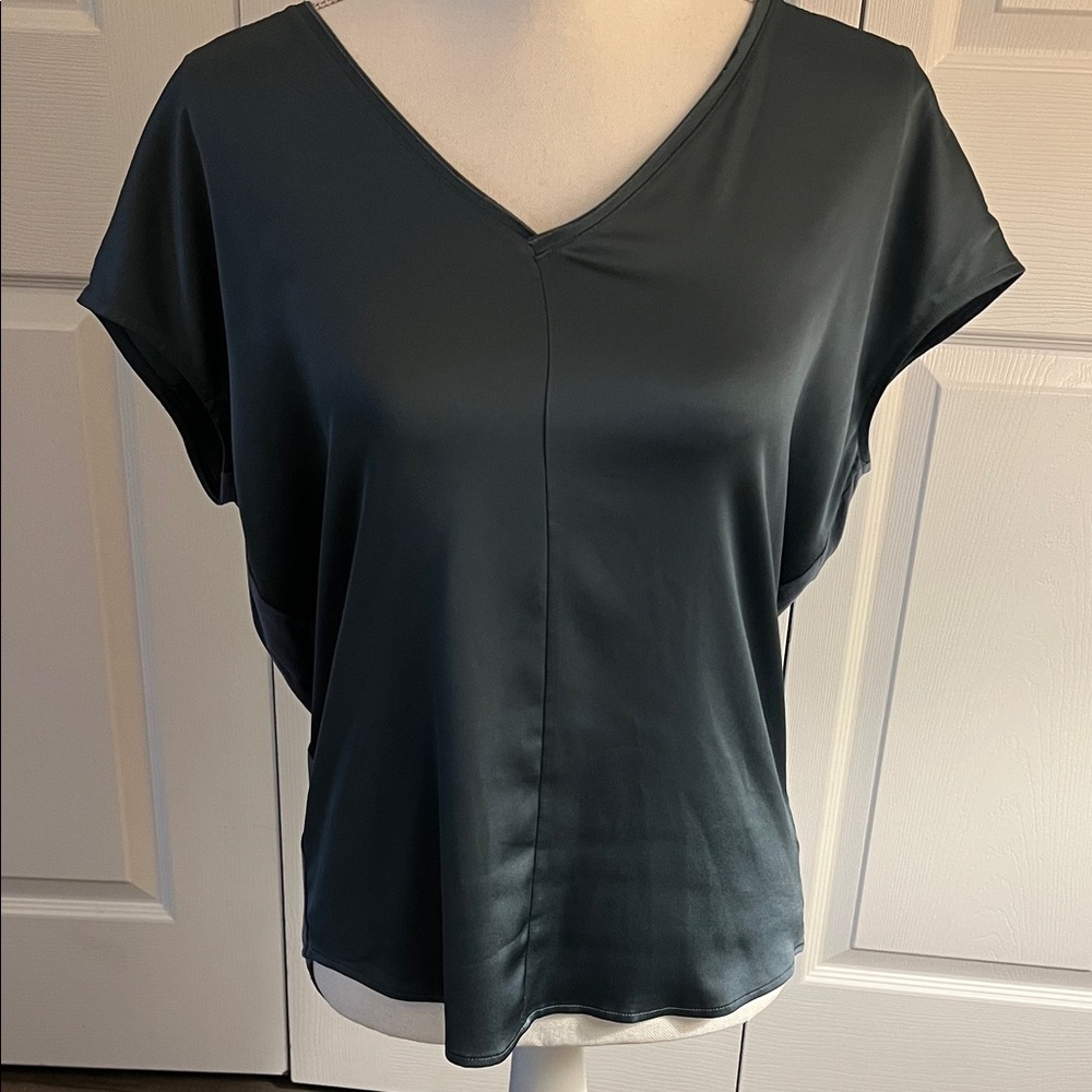 White House Black Market Teal V-Neck Blouse
